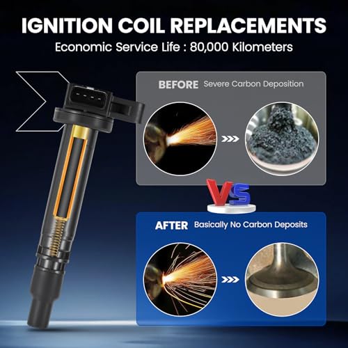 Image of 4-Pack UF323 Ignition Coils Compatible with Toyota Tacoma 2000 2001 2002 2003 2004, Compatible with Toyota 4Runner 1999-2000, L4 2.4 2.7 - Replaces C1305 90919-02237 5C1304 52-1690