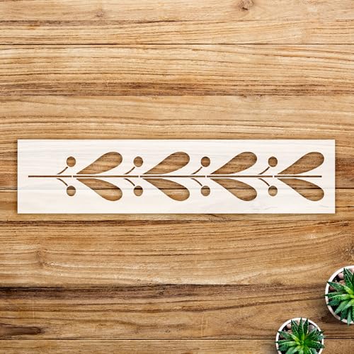 Flower Bloom Heart Border Stencil Pattern for Walls and Crafts, Reusable Mylar Template, Ideal for DIY Home Decor and Greek Floral Art Projects - Size A2 (23.4
