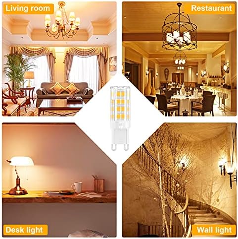 TopLeder G9 LED Bulbs 6-Pack, 5W 450LM LED Light Bulbs, Warm White 3000K, No Flicker Non-Dimmable, 40W Halogen Bulb Equivalent, Energy Saving G9 Bulb