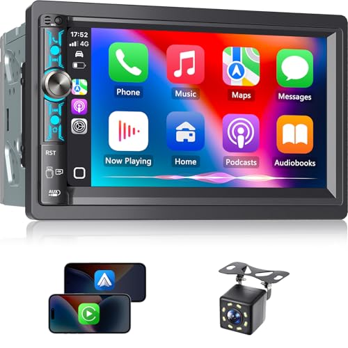 Kissound 7' Double Din Car Stereo with Wireless Apple Carplay & Android Auto,...