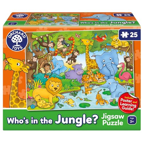 Orchard Toys Who's in the Jungle? Jigsaw Puzzle, 25-Piece Jungle Themed Puzzle,...