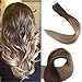 Produktbild Full Shine Hauteinschlagband in Extensions Human Hair Farbe 4/18/27 Mittelbraun Verblassen zu Aschblond mit Honigblond Mischen Ombre Remy Tape auf Echthaarverlängerungen 50g