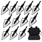 LeeMui Aluminum Hunting Archery Broadheads Blades Grain Screw-in Arrow Heads Tips Portable Case for Arrowheads Broadheads Black