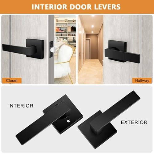 Probrico DL01BKPS-1PACK Matte Black Passage Door Lever Square Hall Closet Handle thumb #1