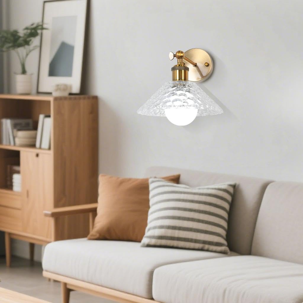 Lots de 2 Applique Murale en Verre Intérieure Lampes Murales Ajustable Moderne E27 Abat-Jour en Verre Éclairage Mural pour Salle de Bain Salon Chambre Cuisine
