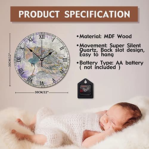 Horloge murale paon silencieuse pour sublimer un mur blanc vide