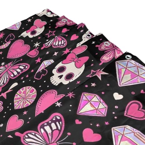Rideau de douche tête de mort en polyester imperméable pour salle de bain 183x183cm avec crochets