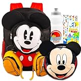 Mickey Mouse Disney Backpack and Lunch Box Set For Kids - 16" Mickey Backpack With 3 Zipper Pockets, Mickey Lunch Bag, Tattoos, & More Backpack for School