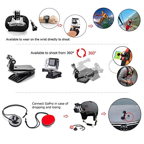 Image of Action Pro Accessories Kit Compatible with GoPro 13 /12 /11 /10 /9 /8 /7 /6 /5 /4 /3+ Session Accessory Bundle Set for Action Camera SJ4000 /SJ5000 /SJ6 /Xiaomi /Yi-Flotation Handle+Head Strap+Chest Strap