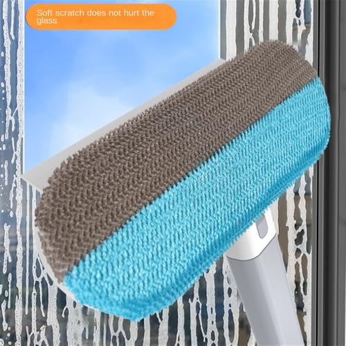 Image of Three in one non disassembly and cleaning screen window brush, glass scraper, dry and wet cleaning brush+scraper+gap brush, multifunctional clothing hair scraper 8PCS (blue)