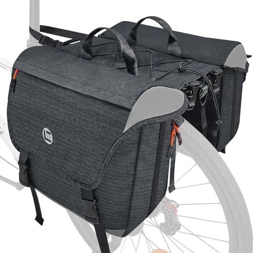 WOTOW Sacoches pour vélo - 35L Sacoche de Porte-Bagages arrière de vélo résistante à l’Eau avec Garniture et poignée réfléchissantes, Sacoches de Selle de vélo électrique de Montagne pour