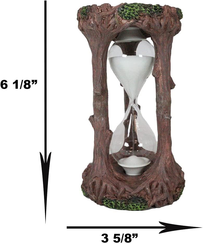 Ebros Gift Forest Ancient Spirit Tree of Life with Round Celtic Knotwork Insignia and Trunk Roots Pillar Sandtimer Desktop Figurine Decor Greenman Sculpture Sand Timer