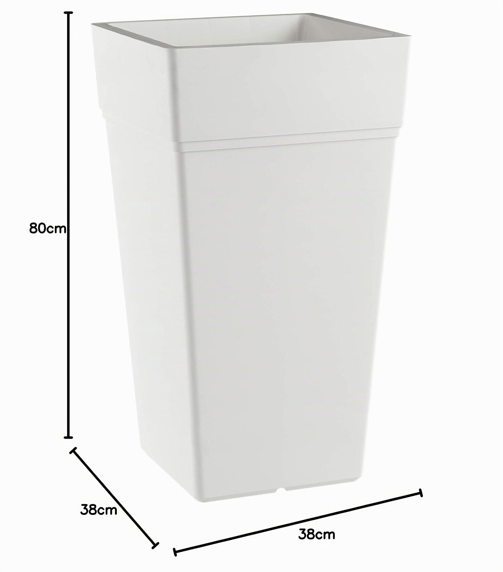 Teraplast Stalk Altezza 80cm - Vaso Alto Da Esterno E Da Interno In Plastica Opaca, Colore Bianco, 100% Riciclabile Con Riserva D'Acqua. Portavaso Alto A Base Circolare.