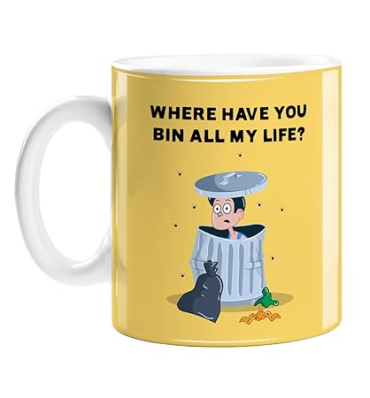 LEMON LOCO Where Have You Bin All My Life? Mug | Funny Bin Pun Coffee Mug for Girlfriend, Boyfriend, Man Sat in A Dustbin, Where Have You Been