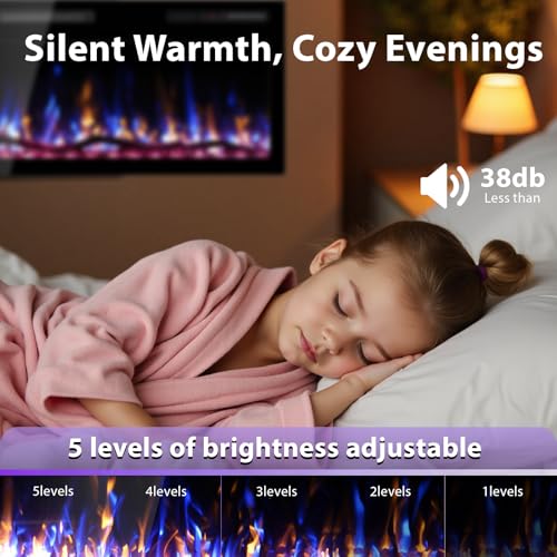 Image of Zionheat 68 inch Wide Screen Electric Fireplace-Wall Fireplace for Living Room-Fireplace Inserts /Wall Mounted with Remote Control, Timer, Dimmer, 12 Flame Colors, 750 /1500W