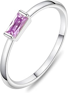 KOHOTA Silver Birthstone Rings for Women Dainty Stackable Engagement Wedding Promise Rings Non Tarnish CZ Emerald Green Gemstone Ring Mothers Birthday Gift Size 6-10