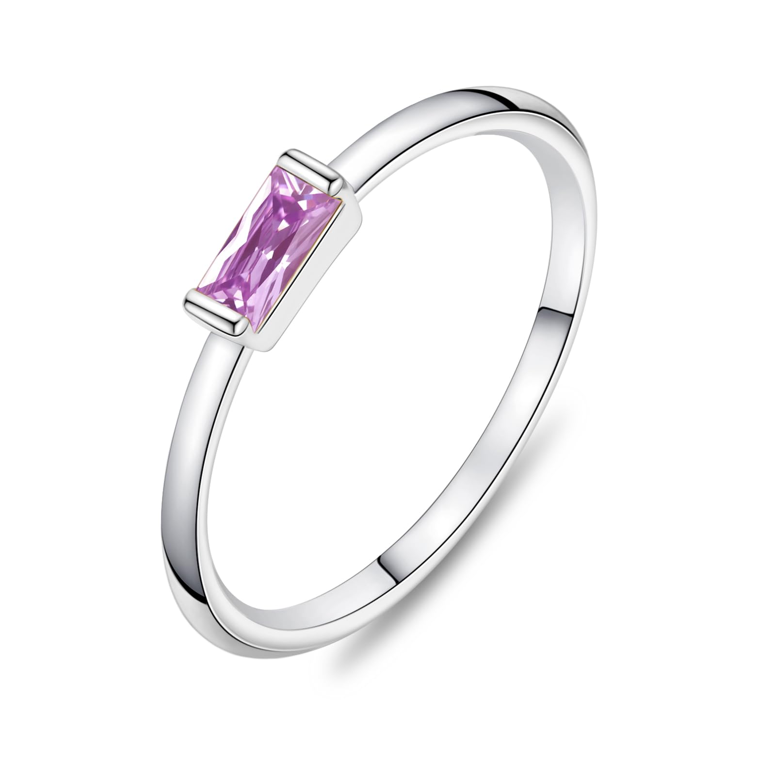 KOHOTA Silver Birthstone Rings for Women Dainty Stackable Engagement Wedding Promise Rings Non Tarnish CZ Emerald Green Gemstone Ring Mothers Birthday