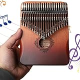 Kalimba für Kinder 21 Schlüssel hölzernen Kalimba Daumen Klavier abgestimmtes Handheld Finger Daumen Klavier mit Schnitzerei für Kinder, Erwachsene, Anfänger, Blume