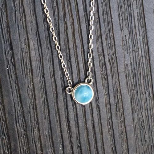 Pendentif Rond Bleu Naturel 5mm en collier élégant pour femme - 5
