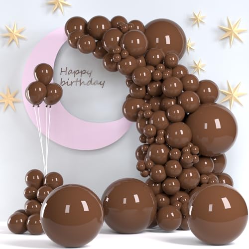 Dark Brown Balloons 140pcs 18 12 10 5 Inch Different Sizes Pack Party Latex Balloons for BOHO Birthday Halloween Holiday Balloon Garland as Party Decorations