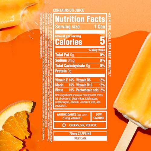 Image of Sparkling Ice Caffeine Soda Shoppe Orange Cream Perfectly Caffeinated Sparkling Water with 70mg Caffeine, Zero Sugar, with Antioxidants and Vitamins, 16 fl oz Cans (Pack Of 12)