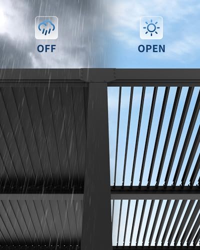 Image of GarveeLife Louvered Pergola 10 ft x 20 ft, Outdoor Pergola with Adjustable Louvered Roof, Reinforced Aluminum Frame, Integrated Drainage System, Hardtop Gazebo for Patio, Deck, Gray