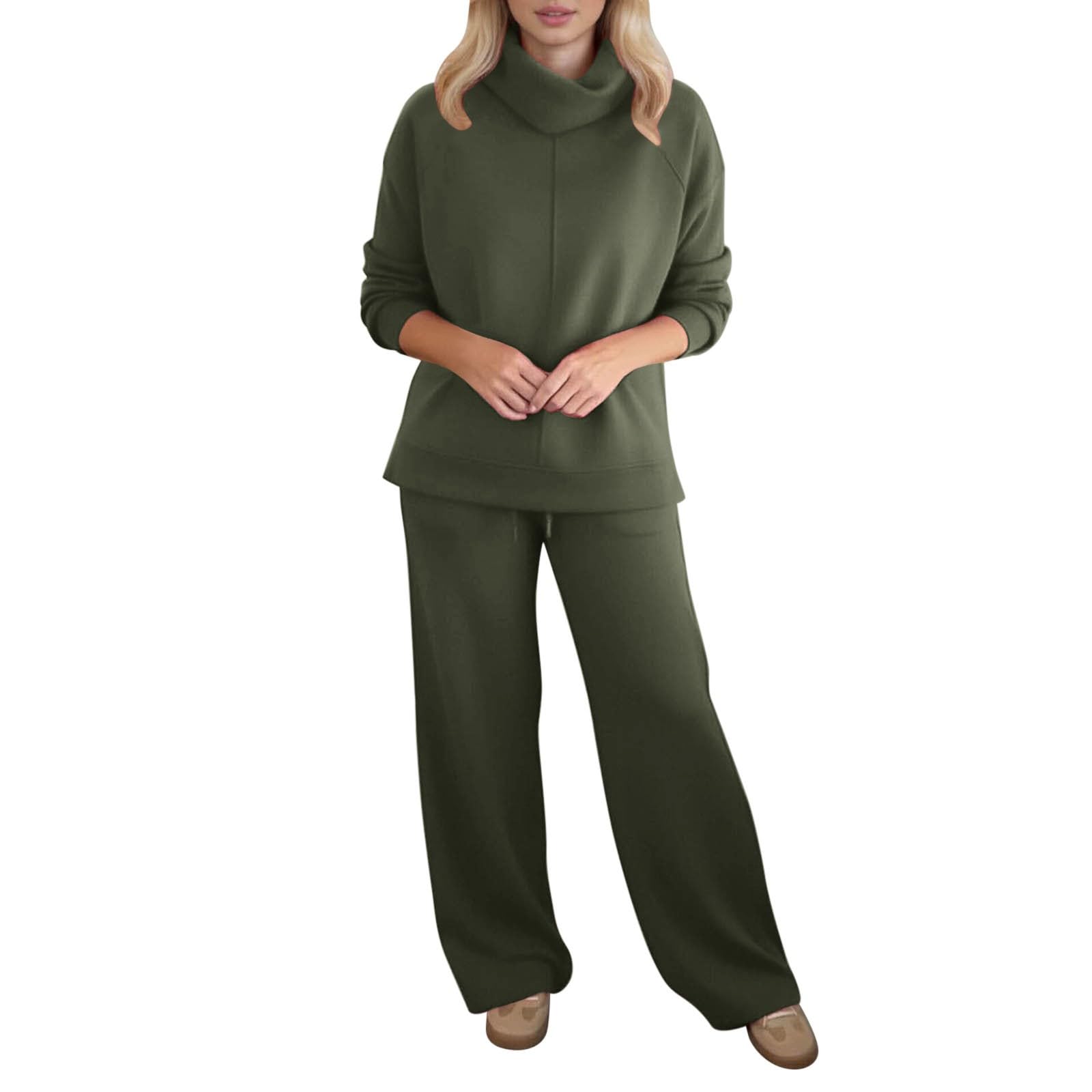 Lässiges Damen-Strickoberteil mit Hose als bequemes Zweiteiler-Set für Alltag Beruf sowie Freizeitaktivitäten