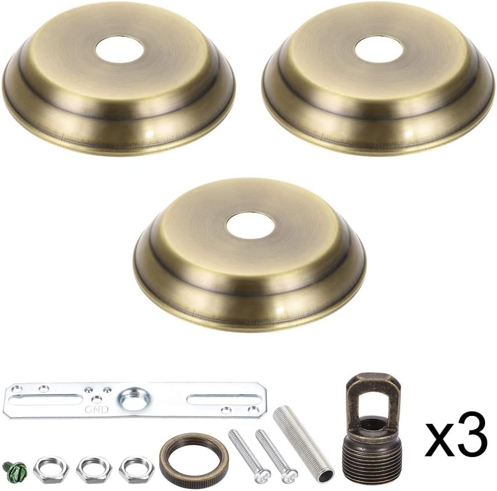 XYWHPGV Ceiling Pendant Light Canopy Kit with Screw Loop 130mm 5-1/8" Antique Brass 3pcs(607f8 35233 4a584 70c09 e3861 ceb24