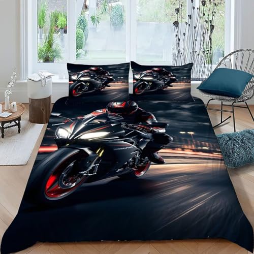 Housse couette fusée noire 3D parure lit simple 2 pièces 135x200 cm