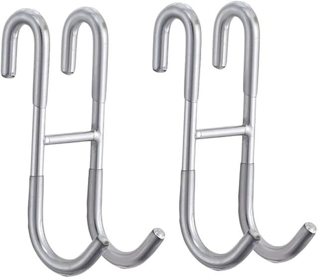 GOWEILE 2 Pack Shower Door Hooks Towel Hanging Bath Towels Shower Hooks Stainless Steel Over Door Hook S Shaped Shower Hooks for Kitchen, Bathroom Cabinet Door