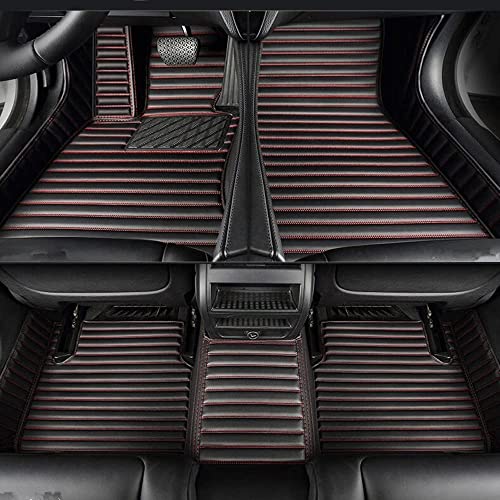 NYMCAR Custom Car Floor Mats Compatible with Audi BMW Mercedes-Benz Honda Toyota Lexus Infiniti Nissan Hyundai kIa 2004-2026 (22,Striped Black Red)