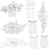 44 Pieces Wedding Hair Comb Faux Pearl Crystal Bride Hair Accessories Hair Side Comb Clips U-shaped Flower Rhinestone Pearl Hair Clips for Bride Bridesmaid (Elegant Style)
