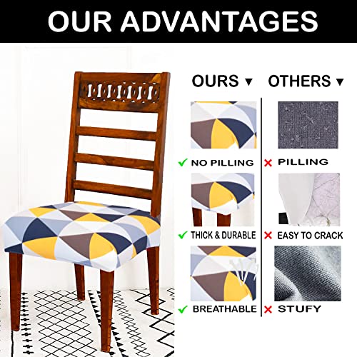 Image of Magical Universal Dining Chair seat Cover Set of 4 Seater pcs are Easily Washable Strechable and Comfortable for Dining Room Home Decor Slip Cover P.2 (Set of 4, Yellow Box)