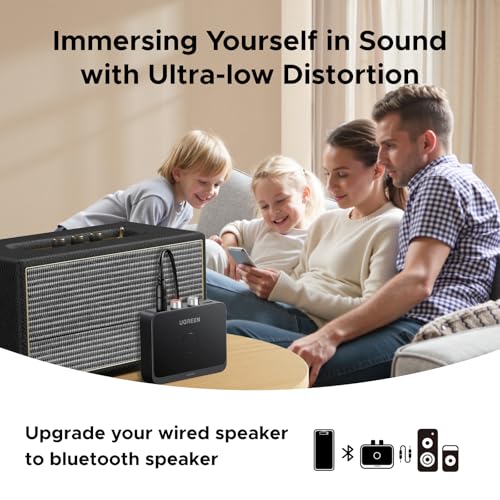 Image of UGREEN Bluetooth 6.0 Audio Receiver LDAC Hi-Res Stereo Adapter | Dual Connection, 3.5mm and RCA Outputs, 15H Battery Life, Fireproof Shell, For Speaker, Amplifier, Car Stereo