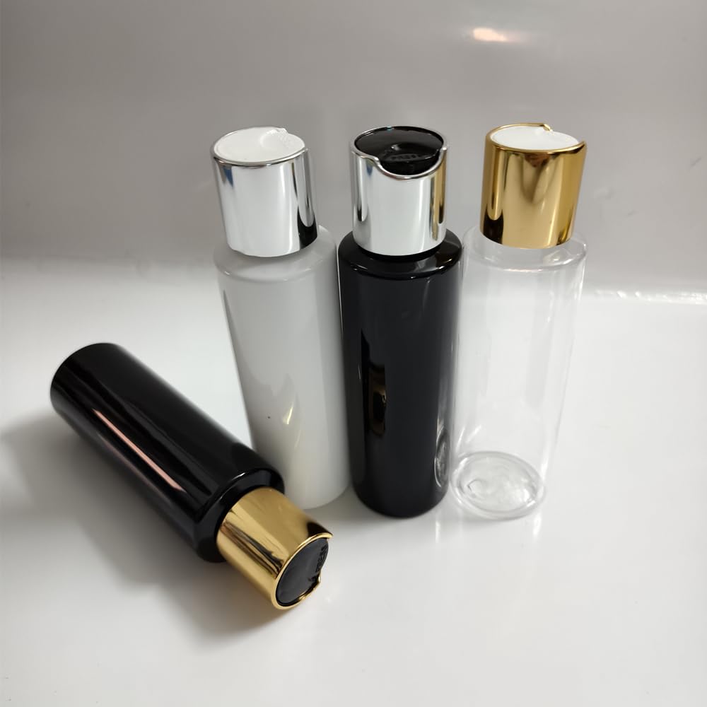 12 szt. plastikowych butelek 100-250 ml ze złotą nasadką, opakowanie do mycia ciała szamponem, aluminiowa płyta do wielokrotnego napełniania PET (przezroczysta butelka, 150 ml)