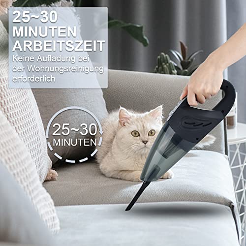 DXXOK Aspirateur à main sans fil - Puissance d'aspiration puissante - 30 min - Rechargeable par USB - Séchage humide - Aspirateur sans fil 120 W - Pour voiture, maison et animaux - Image 7