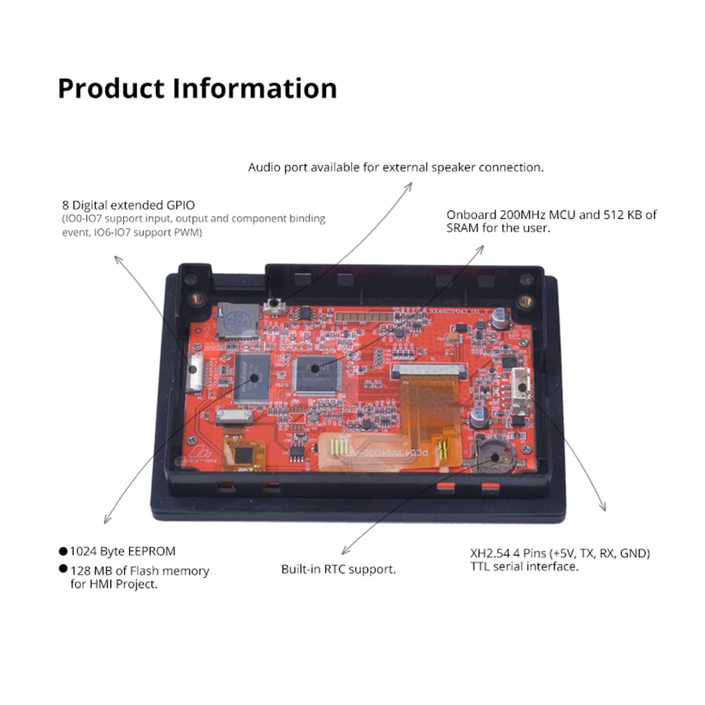 Nextion inteligente pantalla 4,3" pulgadas NX4827P043-011R-Y táctil resistiva 480x272 Serial HMI LCD-TFT módulo con carcasa Soporte de audio y video