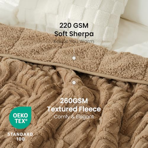 Image of Drewin Weighted Blanket for Adults Queen Size 15lbs, Soft Cozy Turtleback Sherpa Weighted Blankets for Sleeping and Calming, Thick Bed Blanket for Couch Bed, 60 x 80 inches, Brown