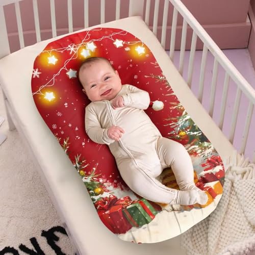 Image of ZOUTAIRONG Christmas Cat Bassinet Sheet Stretchy Bassinet Sheets Bassinet Crib Sheets Set Fitted for Baby Boy and Girl Comfort Fitted for Oval
