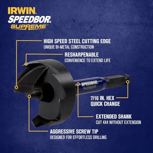 Foret de perçage Self-Feed Bit Speedbor Supreme Irwin pour travaux de plomberie