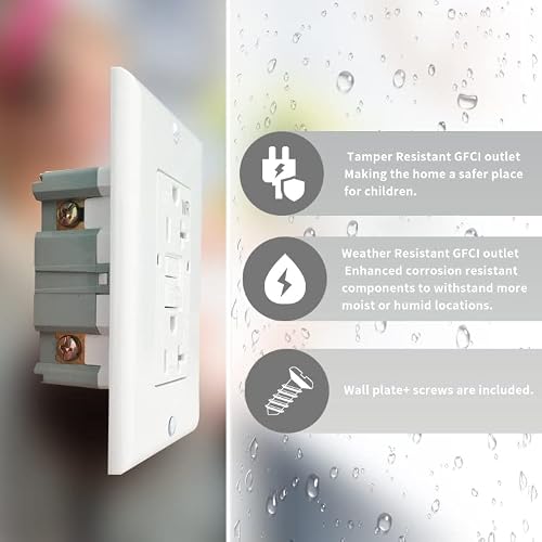 Gfci Outlet 20Amps Weather-Resistant Tamper-Resistant Self-Test Receptacles Copper Clip, Ul Listed White (1) #TOP1
