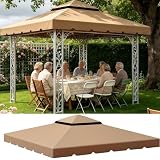 BOCXYTX Tettoia di ricambio, impermeabile, protezione UV per gazebo da giardino, pergola, traspirante, antivento, per barbecue all'aperto (senza telaio), cachi, 3 x 6 m