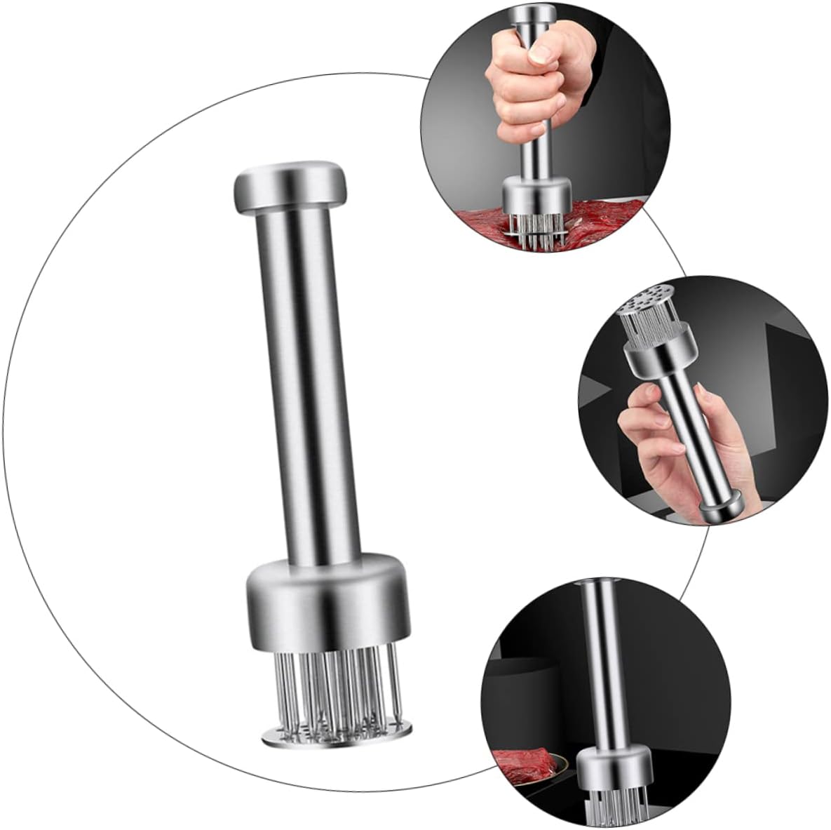 PRETYZOOM 1pc Stainless Steel Meat Tenderizing Needle Tool Heavy Duty Meat Pounding Device for Poultry Beef and Fish Non- Handle for Easy Use Kitchen Essential for Quick Cooking
