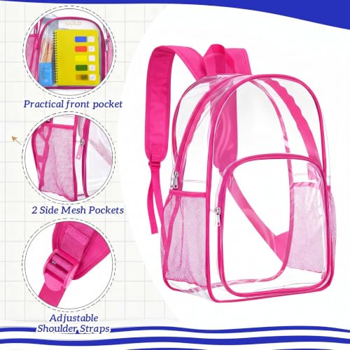 Image of Amylove 24 Pcs Clear Backpack bulk for Stadium Events Heavy Duty PVC Transparent Bookbag for College Workplace Security (15 Inches,Bright Colors)