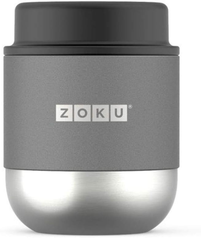 Zoku - Insulated Food Canister For thinKitchen:, Wide Mouth Food Jar, Lightweight, Stainless Steel, Leakproof Thermos, Easy to Clean, BPA Free, For Adults and Kids (Silver) (10oz)
