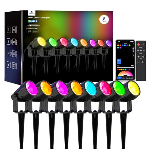 APPECK RGBW Landscape Lights Waterproof App-Controlled (8 Pack)