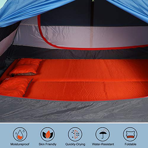 CAMEL CROWN Camping Sleeping Mat 2" Thick Foam Mat Individual/Double Self Inflating Air Mattress with Travel Pillow Waterproof for Hiking Travel Camping Backpacking Beach - Image 7