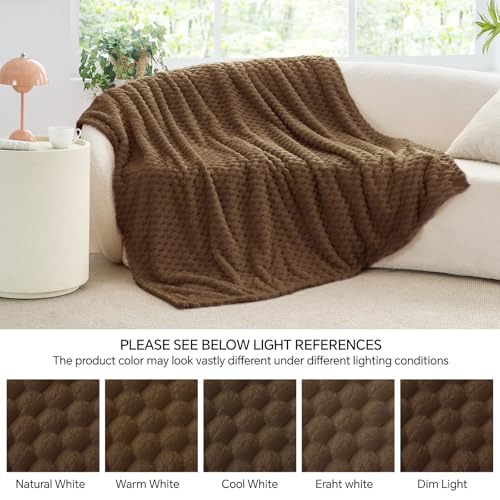Image of BEDELITE Brown Large Throw Blanket for Couch, Cozy Gifts for Women, 50 * 70 | 3D Jacquard Decorative Fleece Blanket, Super Soft Plush Throws, Cute Birthday Gift for Women & Men, Suitable for All Seasons