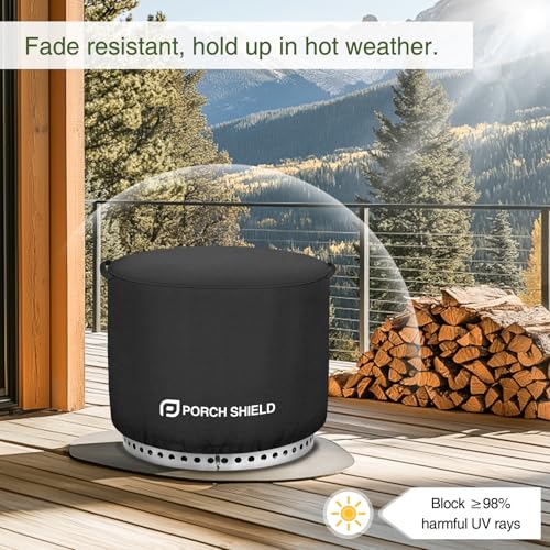 Image of Porch Shield Fade Resistant Solo Stove Bonfire Cover - Waterproof Patio Fire Pit Cover Round 22 inch Fits for Small Firepit Solo Stove Bonfire