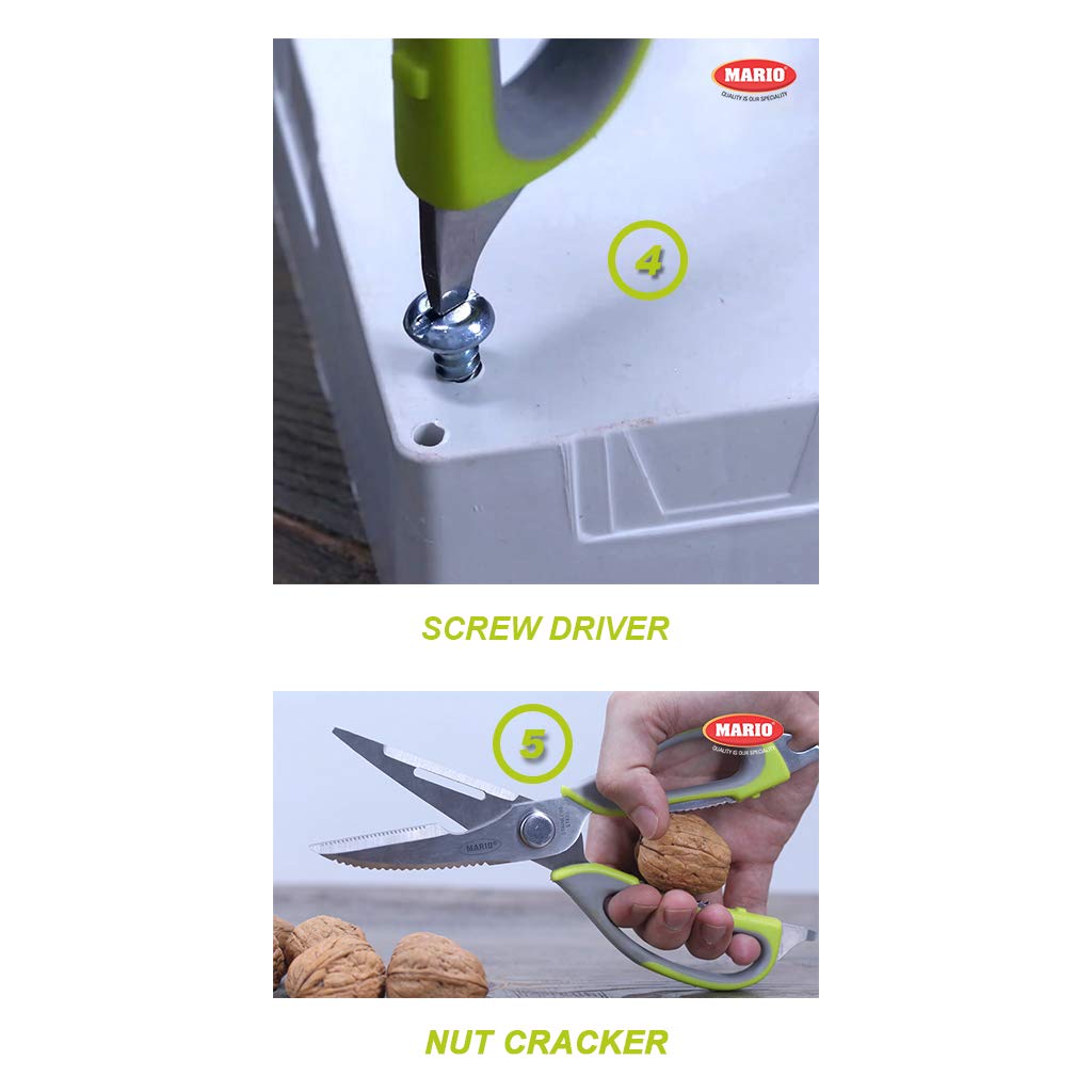 Mario 7 in 1 Scissors, Premium Range Neon-Grey Multi-Purpose, Easy Cutting Scissors, Comfortable Grip, Stainless Steel Blade Scissors - MS 999 2